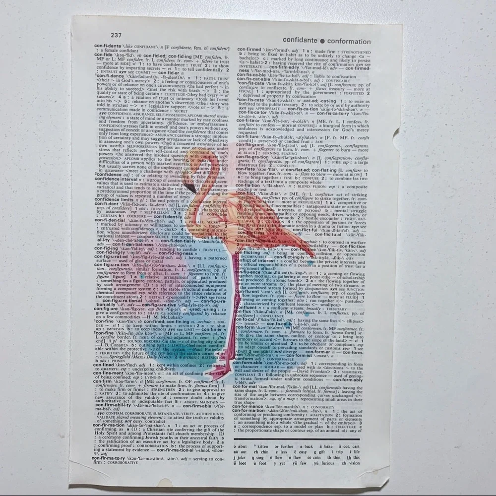 Dictionary Art Print Pink Flamingo, Vintage Art Print, Dictionary Print